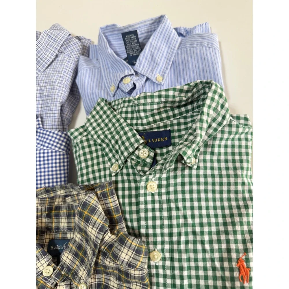 Ralph Lauren Button down Shirt Kids Boys Medium 10-12 School Casual Plaid Check